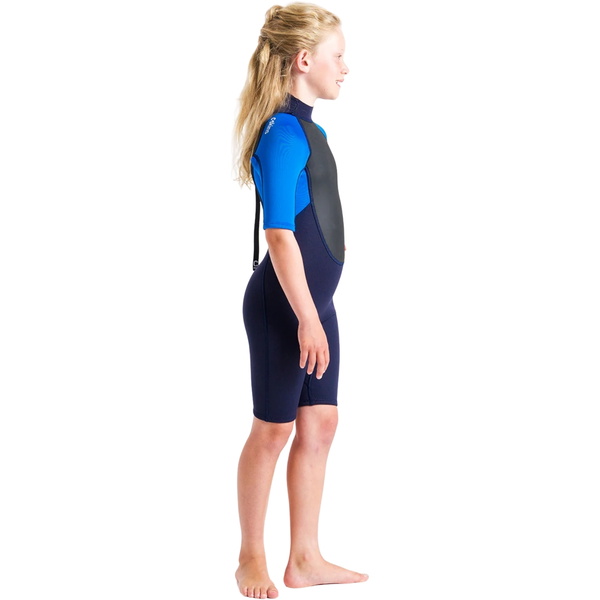 2026 C-Skins Junior Element 3/2mm Back Zip Shorty Wetsuit C-EL32SHJ - Slate / Cyan / Multi